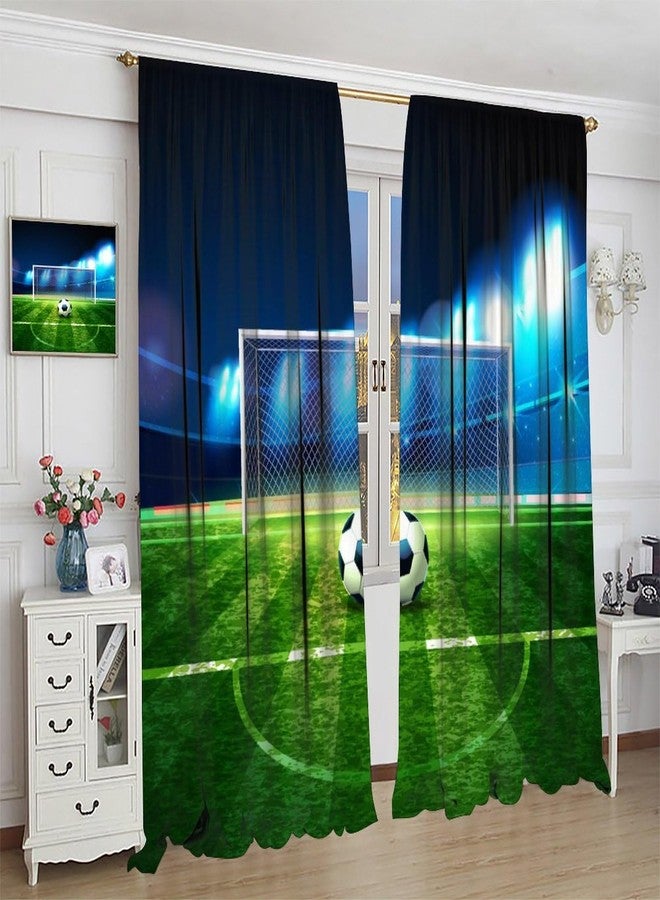 AAVEUP Soccer Curtains for Kids Boys,Sports Theme Cartoon Lighting Power Green Stadium Soccer Goalie Window Drapes Print for Juvenile Bedroom Nursery Childcare Rooms 42x45in（No Blackout） - Image 5